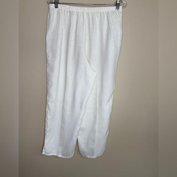 Russ Berens White Linen Capri Pants Elastic Waistband Size Medium - Picture 2 of 8